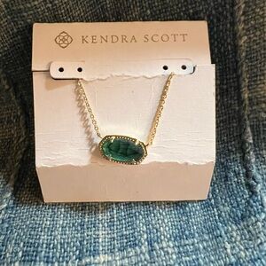 Kendra Scott Gold Necklace with Emerald Green Pendant
